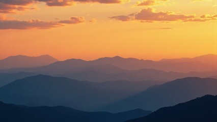 Majestic Mountain Range Silhouette at Golden Hour HD Landscape Wallpaper Background