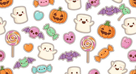Cute Halloween candy seamless pattern background