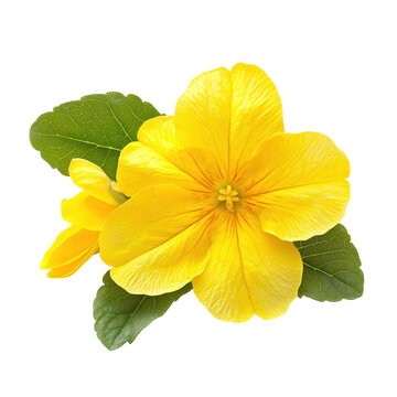 Yellow primrose flower, yellow primrose flower with multiple petals, isolated on transparent background