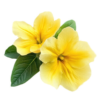 Yellow primrose flower, yellow primrose flower with multiple petals, isolated on transparent background