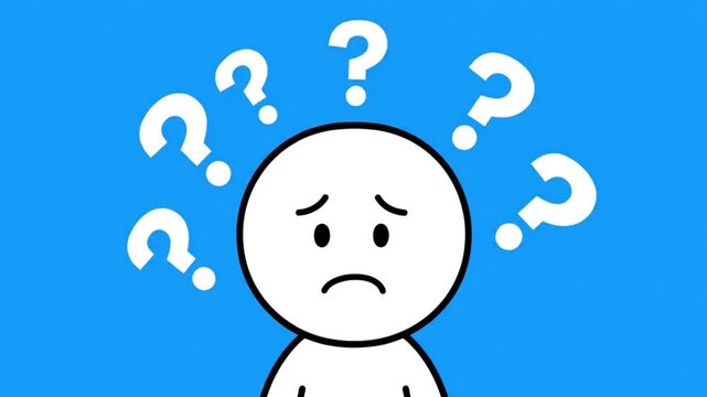 Confused Person with Question Marks Illustration of Uncertainty and Doubt