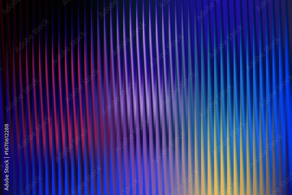 Poster abstract background with vertical wavy lines and vibrant blue, purple, and yellow colors, creating a