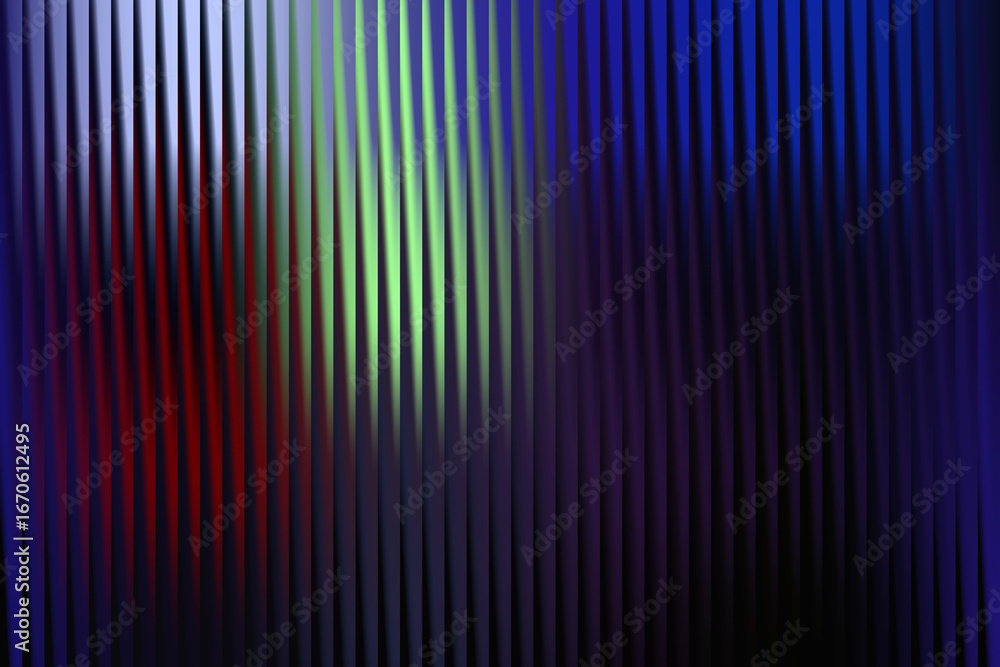 Poster abstract background with vertical ribbed texture and vibrant blue and green light reflections, creat