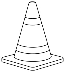 Traffic illustration with safety cone in simple cartoon line art style perfect for transport road construction caution signage and public safety themed designs