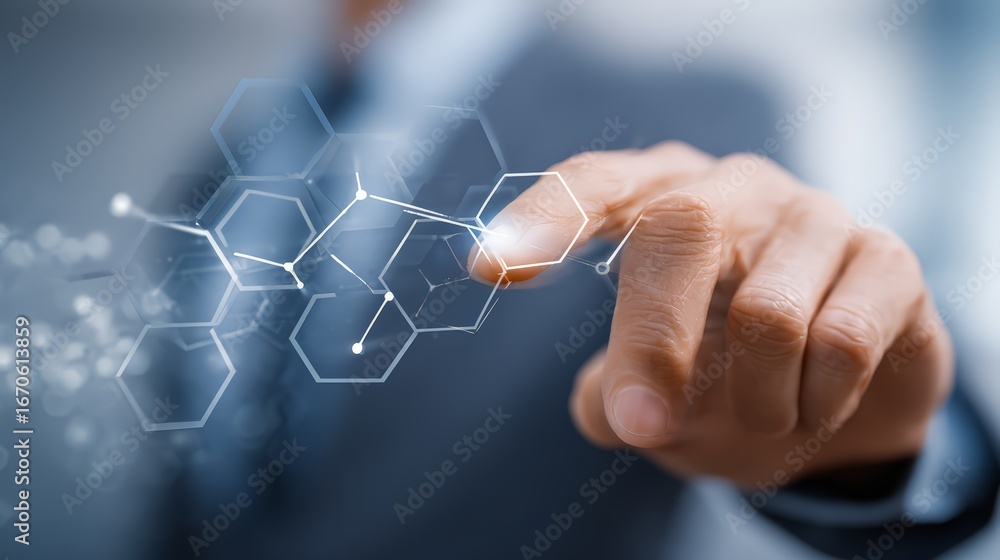Aufkleber a business professional using a digital interface for innovation and data analysis.