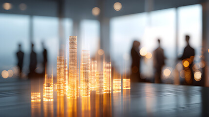 Capital money financial stock finance, investment, and business with a stack of gold coins in the foreground business or corporate environment silhouette. Banking and finance money market accounts 