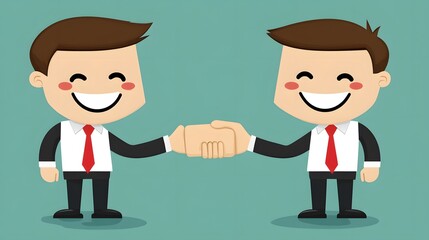 Happy Businessmen Handshake Cartoon Illustration