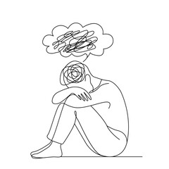 state of depression in man or teenager. Confused thoughts and hopelessness. mental health and psychology concept. flat vector
