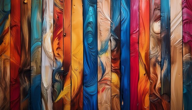 wild fauvist strokes over a wooden background wallpaper