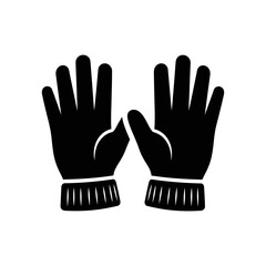 Winter female clothing icons vector art of pair of knitted winter gloves for cold weather protection vector