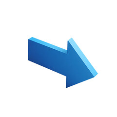 Isometric blue arrow pointing right isolated on transparent background for design