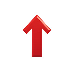 Red arrow pointing up isolated on transparent background for direction and growth