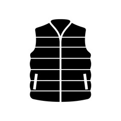 Winter male clothing icons vector art of, a black puffer vest icon for winter fashion and style vector © AnilChandra
