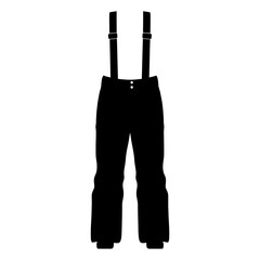 Winter male clothing icons vector art of, black ski pants icon with suspenders for winter sports vector