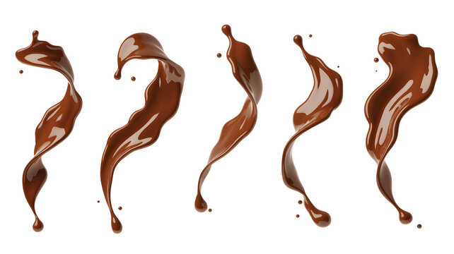 Set of Chocolate Splashes, Liquid Chocolate Swirls
Dynamic Chocolate Waves, chocolate splash isolated on white background