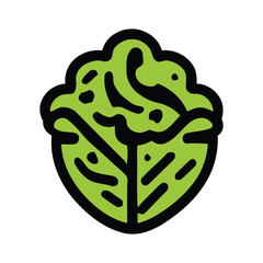 Illustration of a green leafy vegetable with a thick black outline on a white background design element