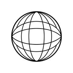 Stylized globe with a grid of latitude and longitude lines isolated on white background isolated on transparent background