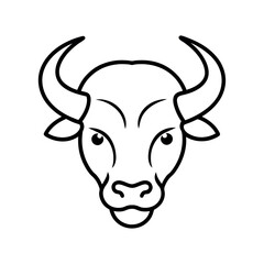 Buffalo Head Outline On White Background