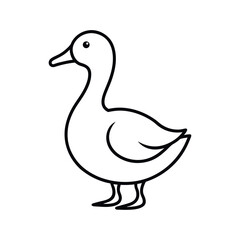 Duck Side View Outline On White Background