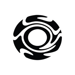 Abstract black and white swirling circular design with inner ring isolated on white background isolated on transparent background