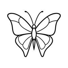Glasswing Butterfly Outline On White Background
