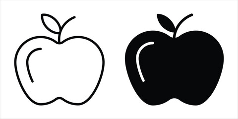 Apple fruit outline and silhouette icon. Healthy food icon fresh organic product design element simple drawing. Vector illustration. 