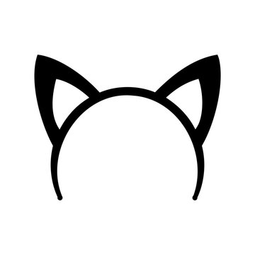 Stylized Silhouette of Cat Ears Headband, Minimalist Feline Accessory Design Element