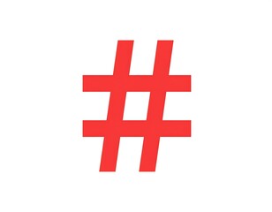 Fototapeta premium Red hash symbol on white background