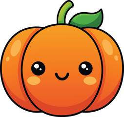 Fototapeta premium Cute Kawaii Pumpkin Smiling Vector Clean White