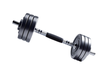 a barbell, showing its design, with style, and its details, its visual effect, with no background.