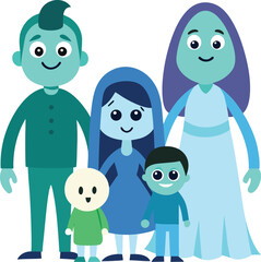 Ghost Family Of Four Characters Clean White