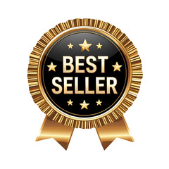 Gold badge label with best quality guarantee and satisfaction icon illustration