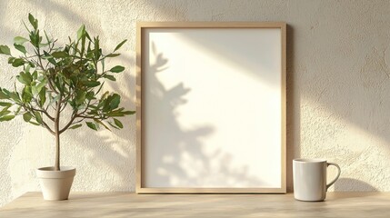 Blank frame with plant