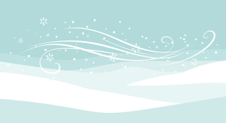 Winter Landscape Vector Design With Blowing Snowflakes and Wind Illustration