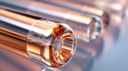 Naklejka premium Close-up shot of test tubes with clear liquid in a laboratory setting.