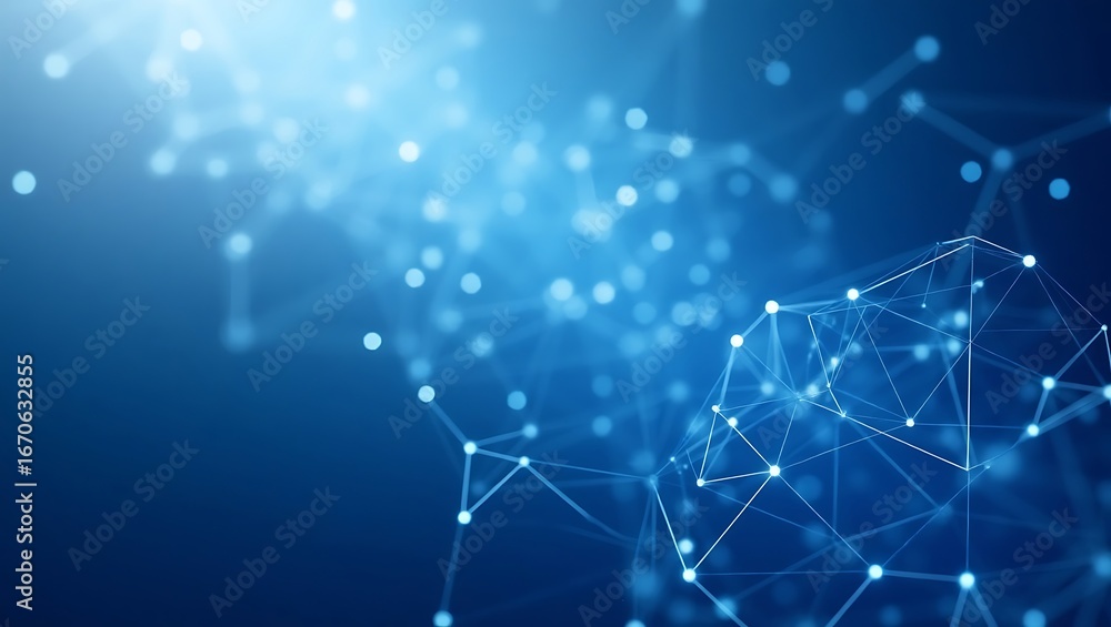 Poster abstract technology network background. a futuristic low-poly plexus with interconnected glowing dot