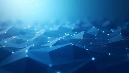 Obraz premium Abstract technology network background. A futuristic low-poly plexus with interconnected glowing dots and lines. A concept for big data, AI, and global communication. Generative Ai.