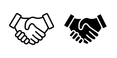Handshake Icon Vector Set, Outline & Solid Style