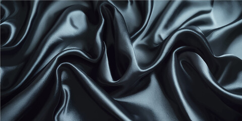 Soft, rippled black satin fabric with a smooth, elegant texture for a luxurious backdrop