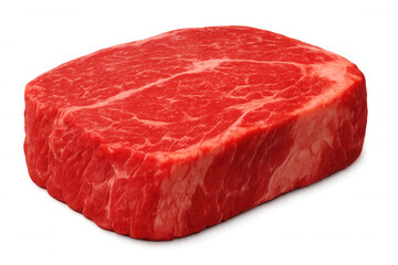 Raw beef steak featuring rich marbling and vibrant red color, isolated on a transparent background, ideal for food and restaurant visuals