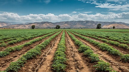 Drought resistant crop field drip irrigation system in a semi arid region