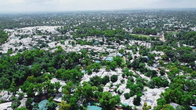World largest refugee camp Rohingya refugee camp tent house.Drone short of Bangladesh Rohingya refugee camp.