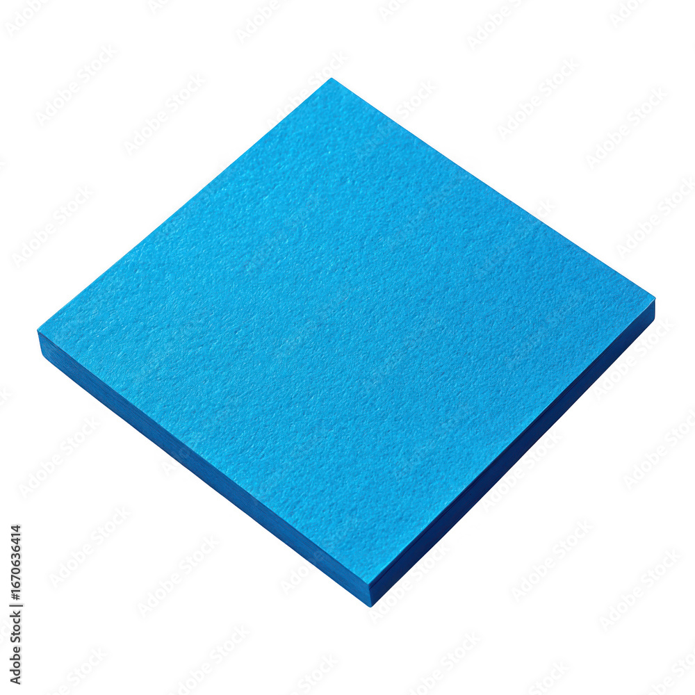 Poster a single bright blue square object with a textured surface isolated on transparent background
