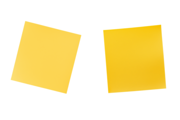 Collection of Yellow papers note blank surface isolated on a transparent background