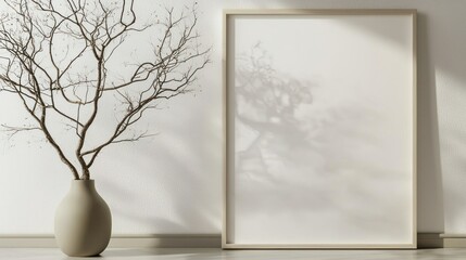 Empty frame with dried branches