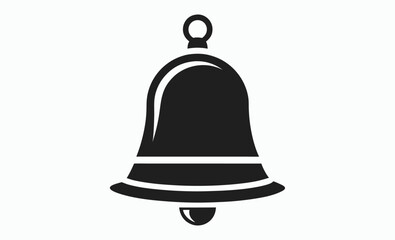 Bell silhouette icon, black and white bell, minimalist vector design, ringing bell graphic, simple outline illustration