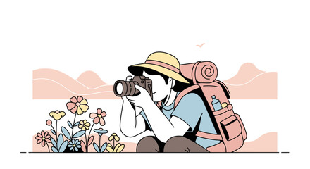 Wanderlust Photographer Capturing Scenic Nature Moments On An Outdoor Excursion