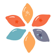 Korean mooncakes, traditional Chuseok food, isolated on transparent. Hand drawn flat vector illustration. Mid Autumn Festival, holiday clip art