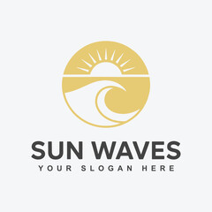 Sunrise, sunset and sea water logo