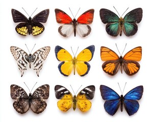 Collection of Isolated Butterflies on White Background Featuring Diverse Insect Species in Stunning Detail